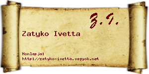 Zatyko Ivetta névjegykártya